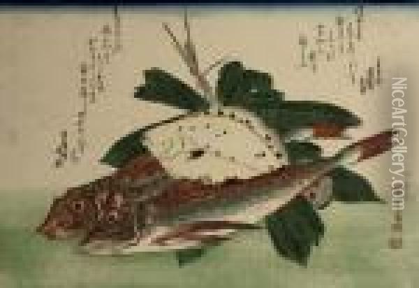 The Large Fish Oil Painting - Utagawa or Ando Hiroshige