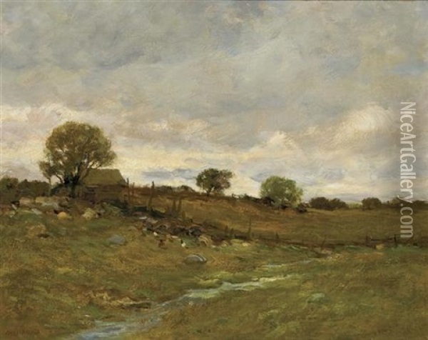 Farm By The Brook Oil Painting - Charles Paul Gruppe