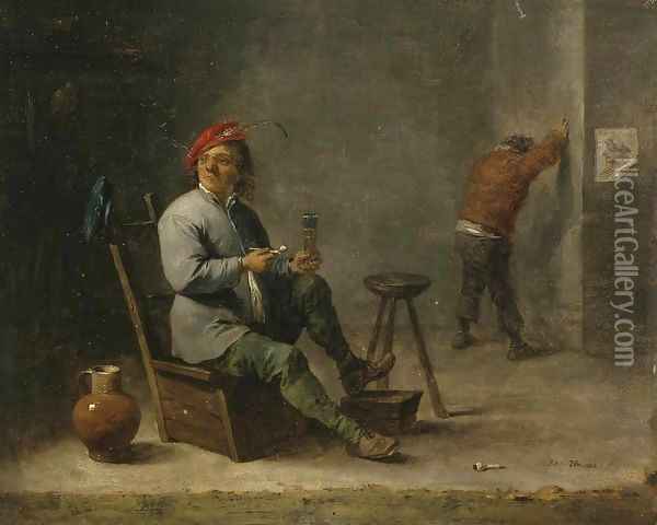Smoker Oil Painting - David The Younger Teniers