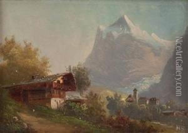 Grindelwald Im Berner Oberland Oil Painting - Hubert Sattler