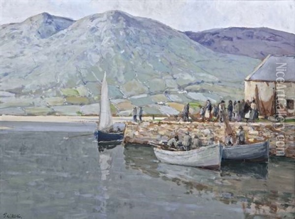 Unloading The Catch, Killary Harbour Oil Painting - James Humbert Craig