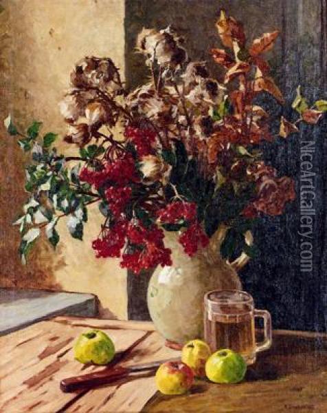 Stilleben Oil Painting - Franz Gruber-Gleichenberg