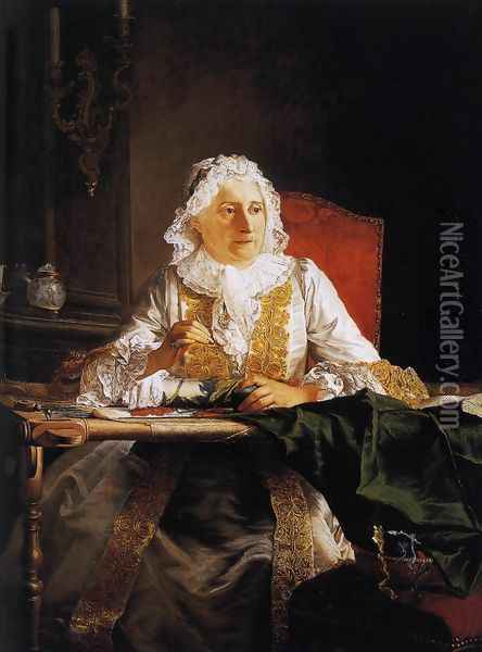 Madame Crozat 1754 Oil Painting - Jacques-Andre-Joseph Aved