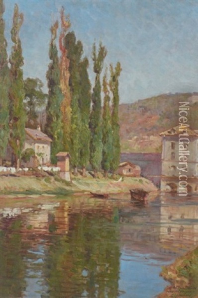 Vue Du Moulin De Moret Sur Loing Oil Painting - Marie-Victor-Emile Isenbart