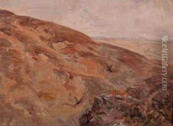 Fox In A Landscape Oil Painting - Joseph Denovan, Adam Jnr.