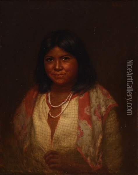 Portrait Of A Pomo Matron [or] A Young Woman Oil Painting - Grace Carpenter Hudson