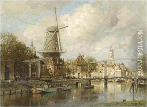 A View Of Delft Oil Painting - Johannes Christiaan Karel Klinkenberg