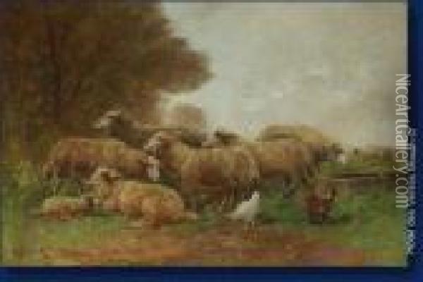 Moutons Et Poules Oil Painting - Paul Schouten