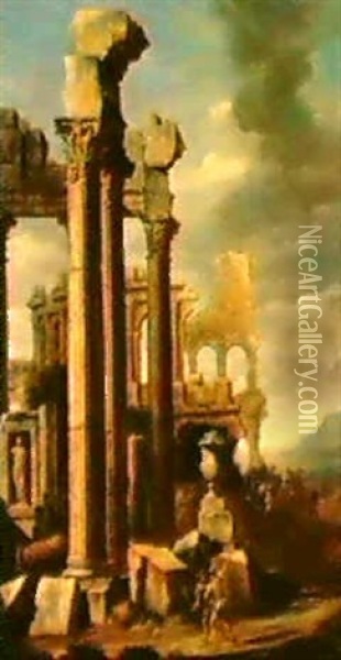 Capriccio Landscapes With Classical Ruins Oil Painting - Giovanni Paolo Panini