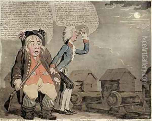 John Bull Botherd or The Geese alarming the Capitol Oil Painting - James Gillray