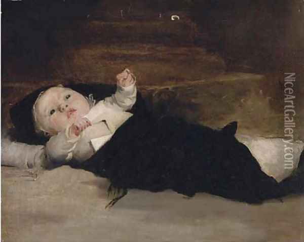 A baby in swaddling clothes Oil Painting - Henry Herbert La Thangue
