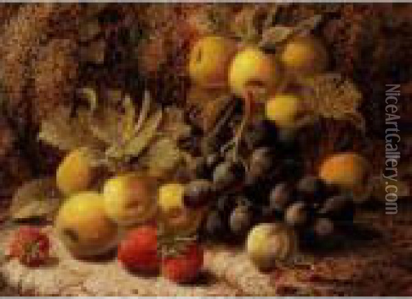 Still Life With Grapes And Strawberries Oil Painting - George Clare