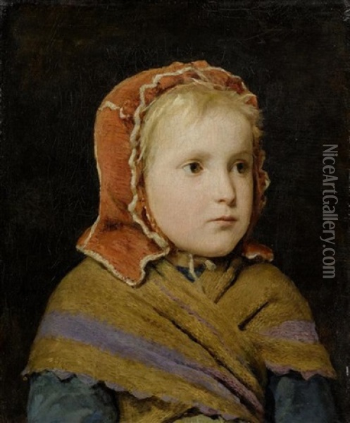 Madchen Mit Roter Haube Oil Painting - Albert Anker