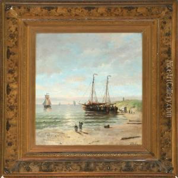 Coastal Scene With A Cof Oil Painting - Hendrik Hulk
