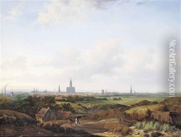 A Panoramic View Of Haarlem Oil Painting - Anthonie Jacobus van Wijngaerdt