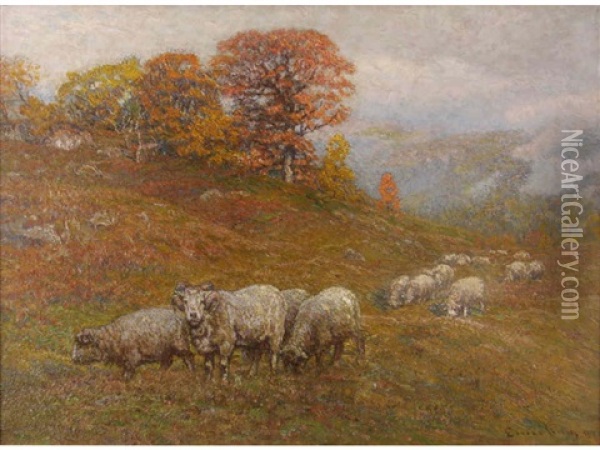 Sheep In Fall Oil Painting - John Joseph Enneking