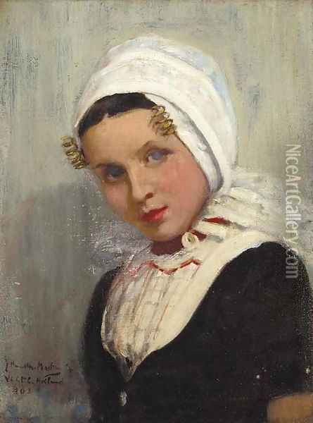 A Dutch girl in national costume Oil Painting - James Hamilton Mackenzie