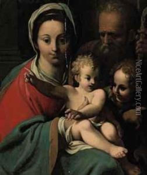 The Holy Family With Saint John The Baptist Oil Painting - Bartolomeo Schedoni