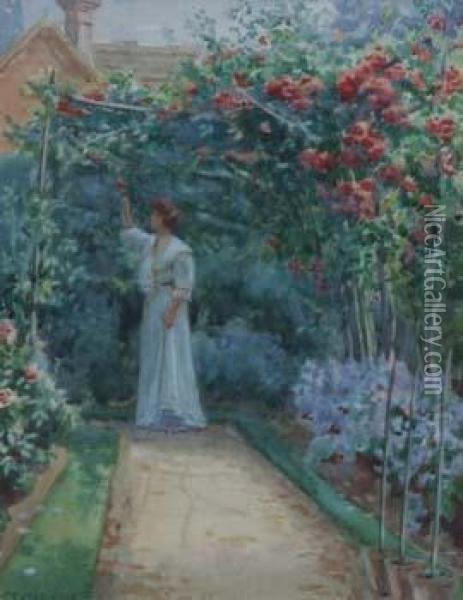 Francess In The Garden Oil Painting - William F. Ashburner