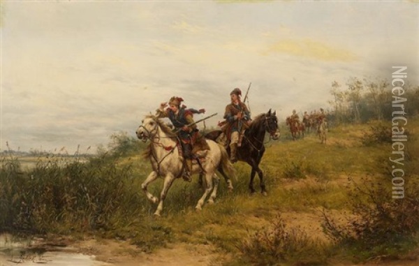 Kosakenkrieger Oil Painting - Ludwig Gedlek