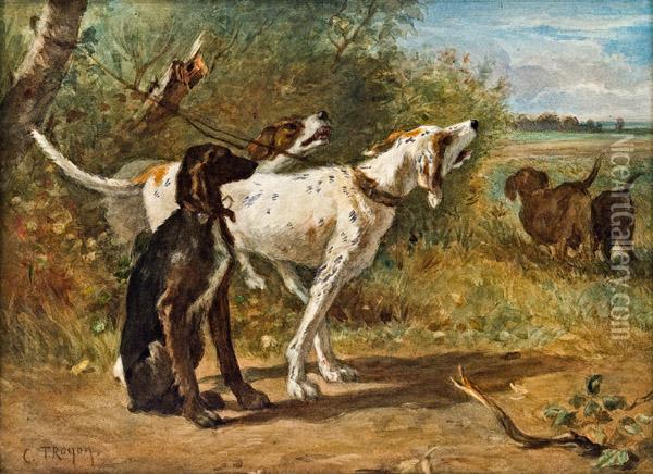 Jagdhunde Oil Painting - Constant Troyon