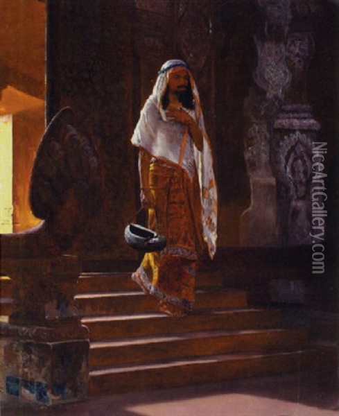 Entering The Temple Oil Painting - Rudolf Ernst