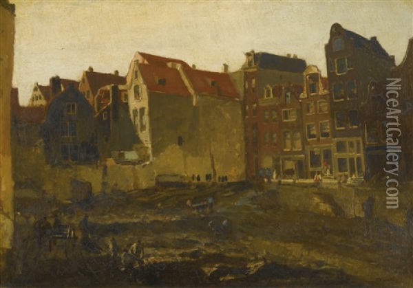 Building Site In Amsterdam Oil Painting - George Hendrik Breitner