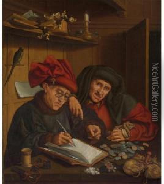 The Money Lenders Oil Painting - Marinus van Reymerswaele