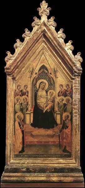 Madonna and Child Enthroned with Angels and Saints 1334 Oil Painting - Bernardo Daddi