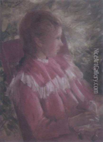 Young Girl With Doll Oil Painting - Maurice Fromkes