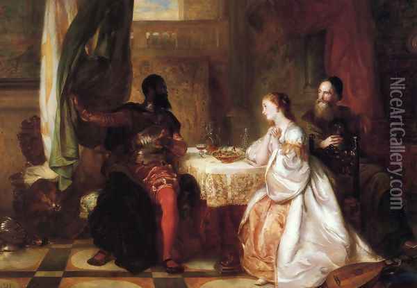 Othello Recounting His Adventures to Desdemona Oil Painting - Robert Alexander Hillingford
