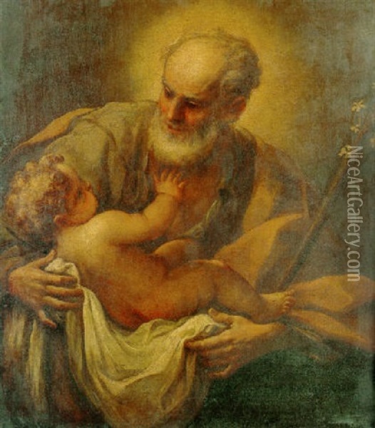 Saint Joseph And The Christ Child Oil Painting - Pietro (Libertino) Liberi