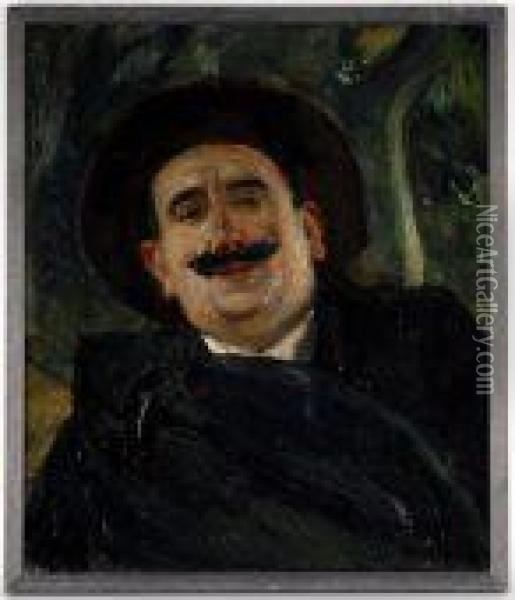 Portrait De Romain Coolus,1912 Oil Painting - Georges Leon Dufrenoy