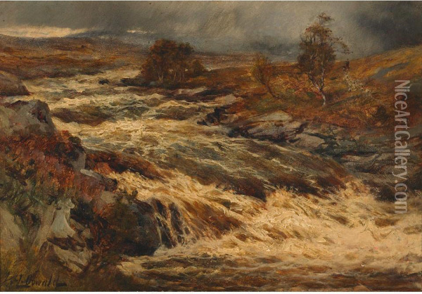 A Highland River Painted From Nature Oil Painting - John Hervey Oswald