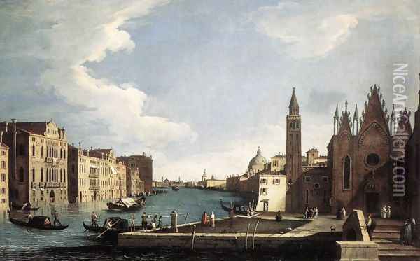 The Grand Canal with the Church of La Carità 1734-37 Oil Painting - Bernardo Canal