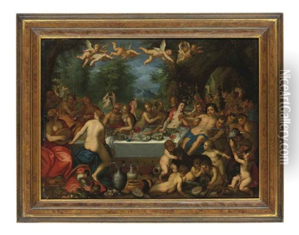 The Feast Of The Gods, Or The Marriage Of Peleus And Thetis Oil Painting - Hans Rottenhammer the Elder