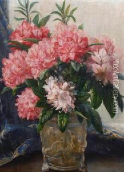 Flowers In A Vase Oil Painting - Collier Smithers