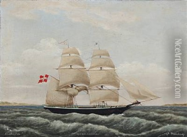 The Schooner Alert Assens Under The Command Of Capt. Svinding Oil Painting - Jens Thielsen Locher