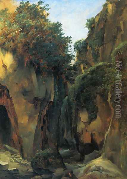 Ravine at Sorrento Oil Painting - Francois-Edouard Bertin