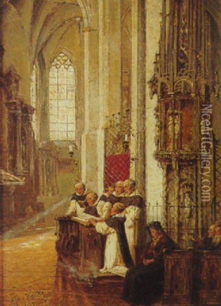 Dominikanermesse In Der Lambertuskirche, Dusseldorf Oil Painting - Fritz Beinke