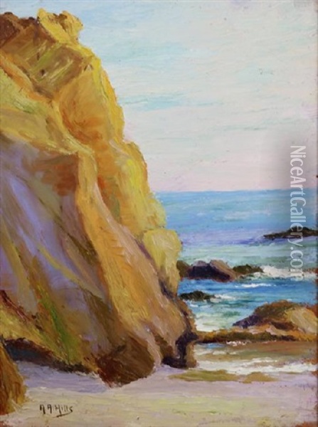 Rocky Coast Laguna Oil Painting - Anna Althea Hills