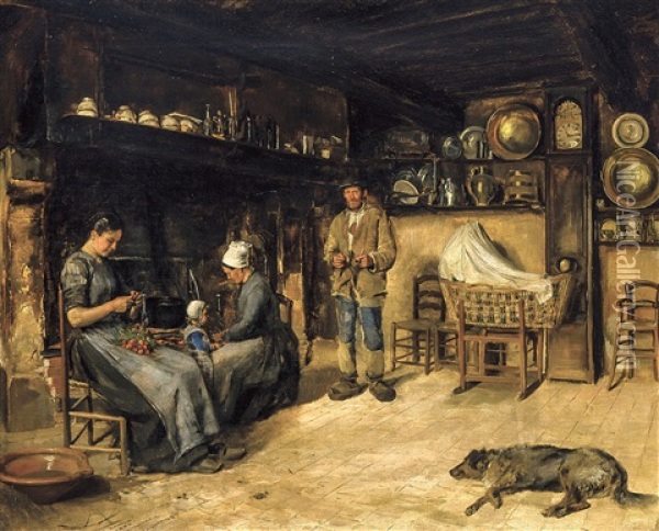 Interieur Normand Oil Painting - Edouard Joseph Dantan