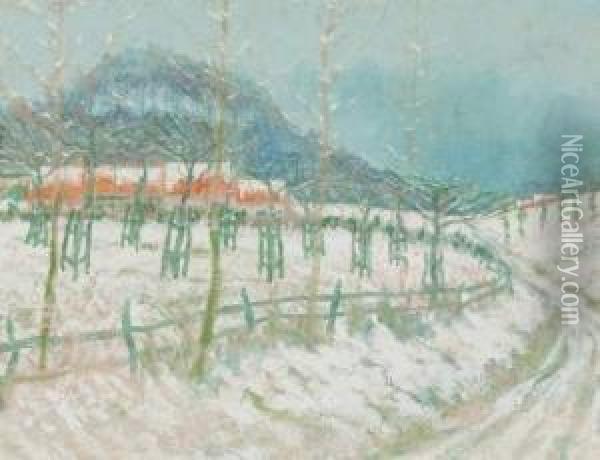 Sneeuwlandschap Oil Painting - William Degouve de Nuncques