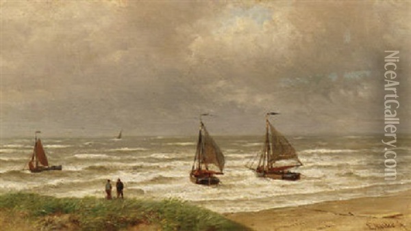 Fischerboote An Der Kanalkuste Oil Painting - Everhardus Koster