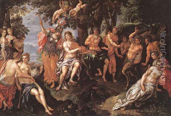 The Punishment of Midas c. 1620 Oil Painting - Hendrick De Clerck