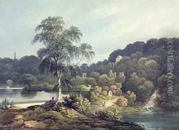 View of Stourhead Wiltshire late 18th century Oil Painting - Francis Nicholson