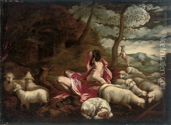 Moses And The Burning Bush Oil Painting - Jacopo dal Ponte Bassano