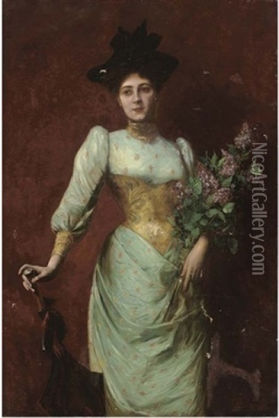 Femme De La Belle Epoque Oil Painting - Georges Van den Bos