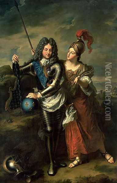 Philippe II dOrleans 1674-1723 the Regent of France and Madame de Parabere as Minerva, c.1716 Oil Painting - Jean-Baptiste Santerre