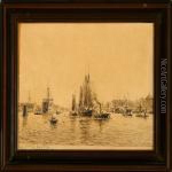 To Habour Sceneries Oil Painting - Holger Peter Svane Lubbers